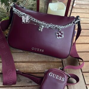 Guess Fiona mini maroon crossbody cloth strap